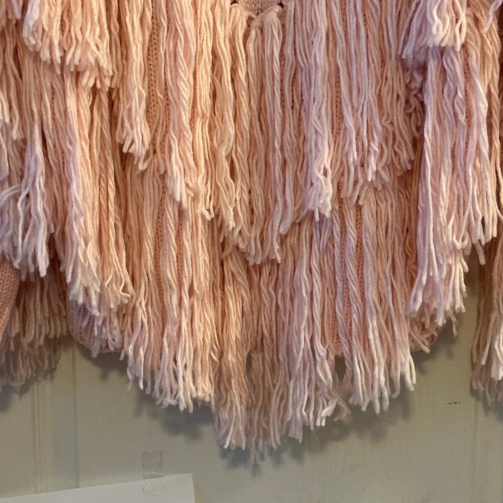 ToniLauren Apparel Pink Cable Knit Fringe Sweater Size M - Picture 8 of 8